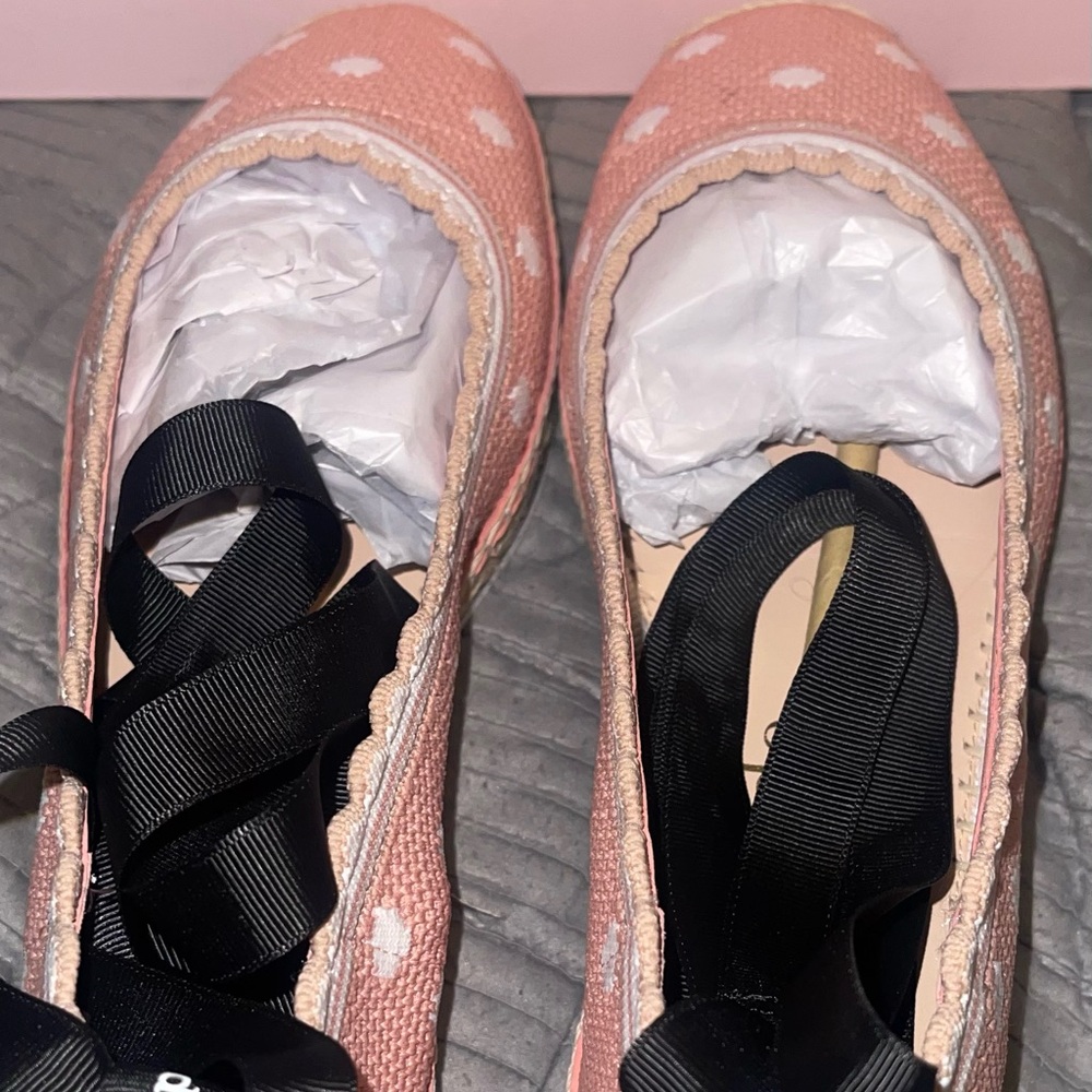 Kate Spade Pink Polka Dot Knottingham Knit Espadrilles…